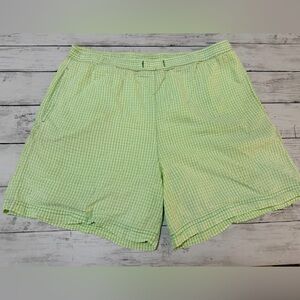 Vintage MJ Studio Green Gingham Seersucker Pull On Shorts Large